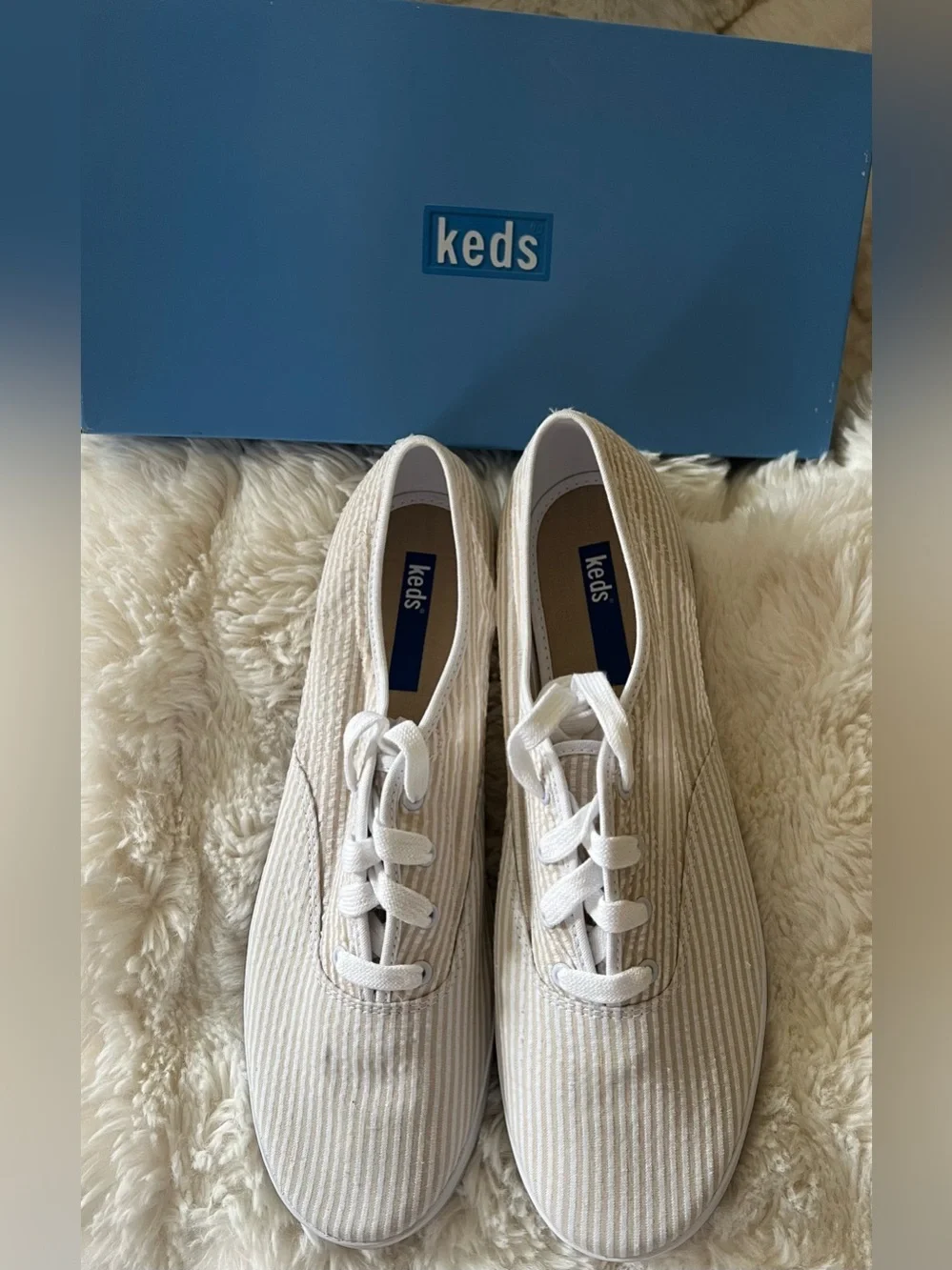 Vintage Keds Seersucker Sneakers NOS NIB Size 10M